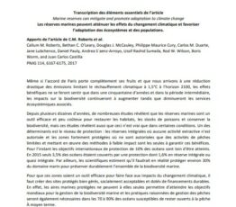 Les réserves marines peuvent atténuer les effets du changement climatique et favoriser l’adaptation des écosystèmes et des populations