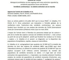 Vertébrés continentaux : la sixième extinction est en marche