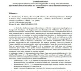Spécificité nationale des effets des néonicotinoides sur les abeilles domestiques et sauvages