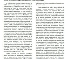 Articulation CDB- IPBES – Giec