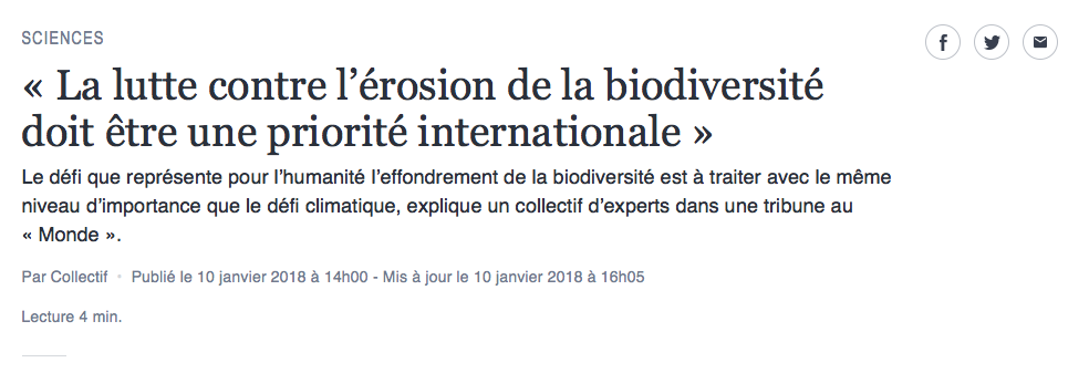 [Tribune] La lutte contre l’érosion de la biodiversité doit être une priorité internationale