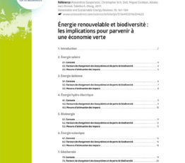 Énergie renouvelable et biodiversité : les implications pour parvenir à une économie verte