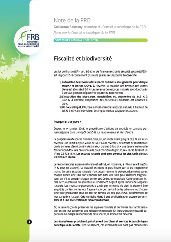 Biodiversité et fiscalité