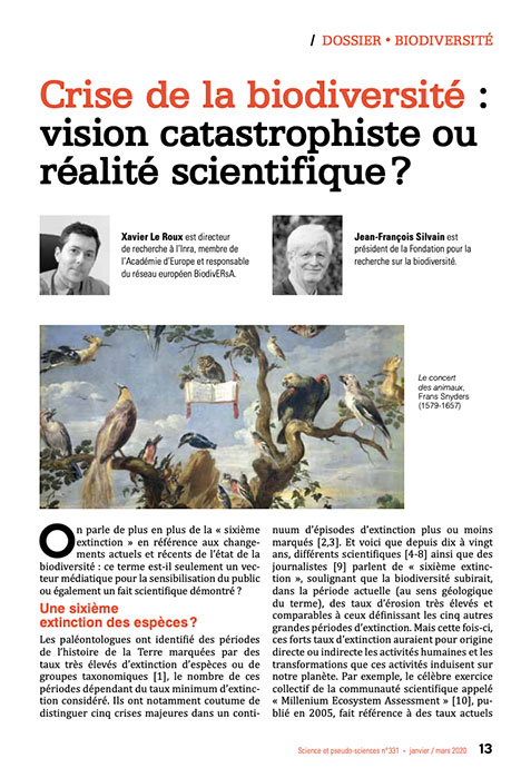 [Publication] Crise de la biodiversité : vision catastrophiste ou réalité scientifique ?