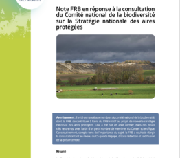 Note FRB en réponse à la consultation du Comité national de la biodiversité sur la Stratégie nationale des aires protégées