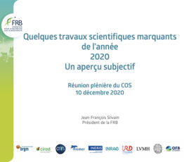 Jean-François Silvain, président de la FRB, revient sur des articles scientifiques qui ont marqué 2020