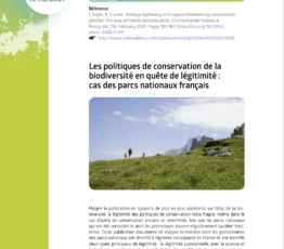 Les politiques de conservation de la biodiversité en quête de légitimité :  cas des parcs nationaux français