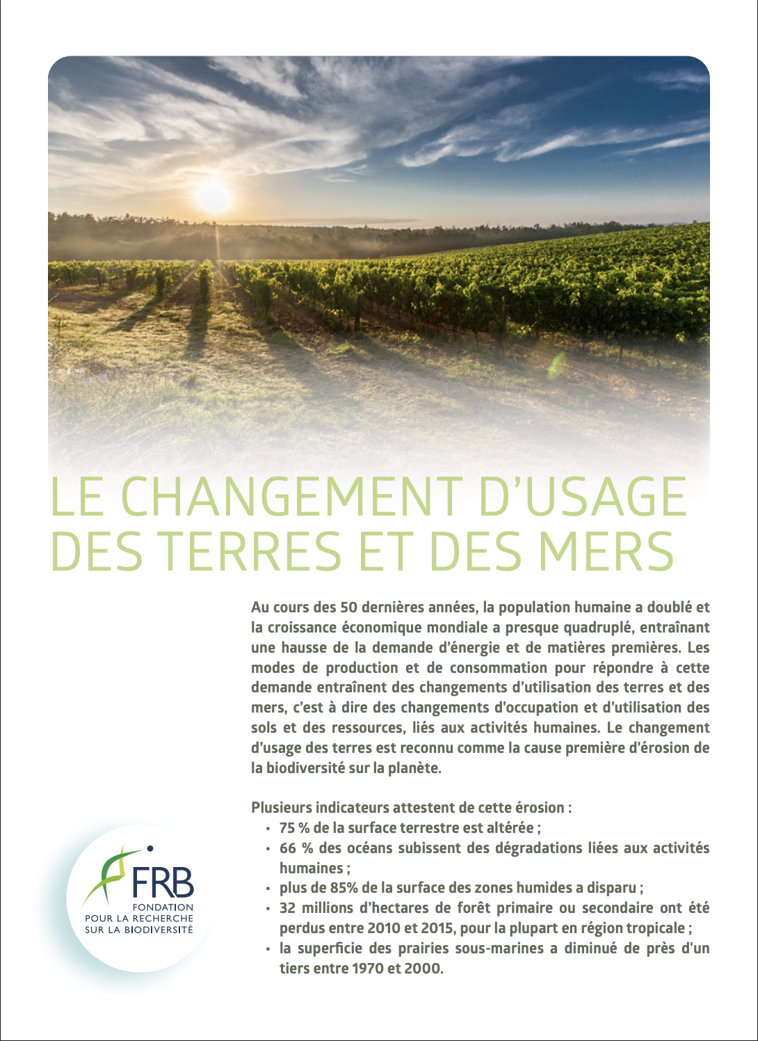 Changement d’usage des terres et des mers