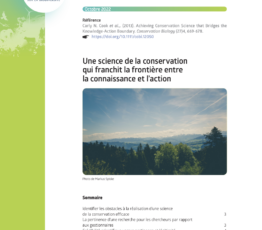 Une science de la conservation qui franchit la frontière entre la connaissance et l’action