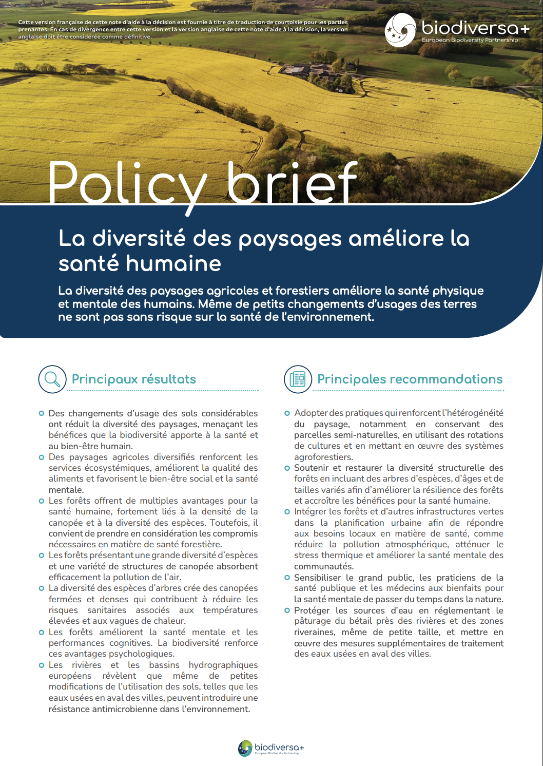 La diversité des paysages améliore la santé humaine