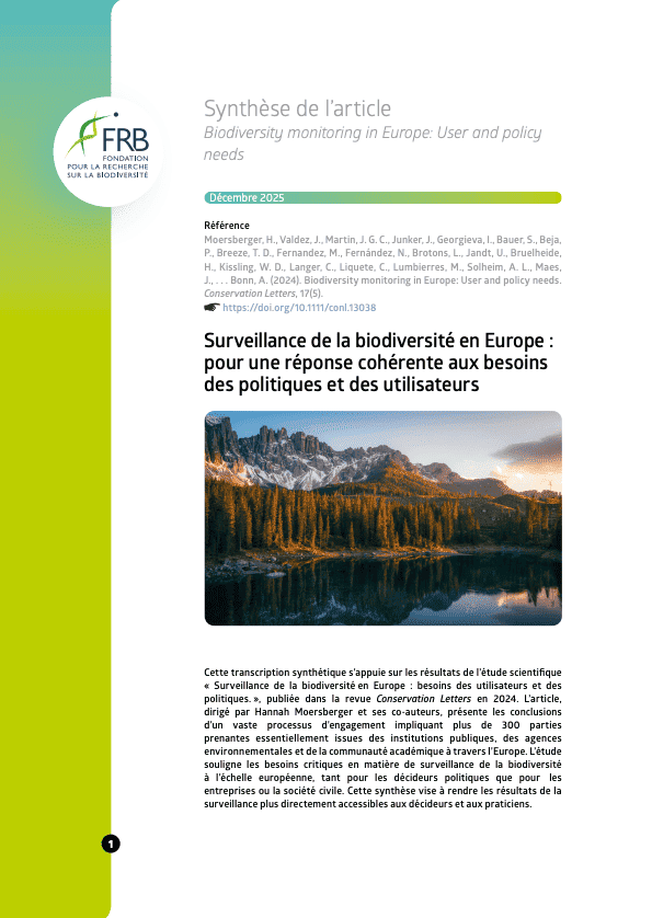 Surveillance de la biodiversité en Europe : pour une réponse cohérente aux besoins des politiques et des utilisateurs